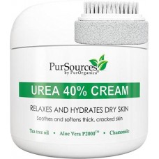 PurOrganica Urea 40 Percent Foot Cream - Bundle with Pumice Stone and Brush - Callus Remover - Moisturizes & Re
