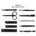 Manicure Set, Travel Nail Clippers Kit Pedicure Care Tools, 10pcs Stainless Steel Grooming kit (Black)
